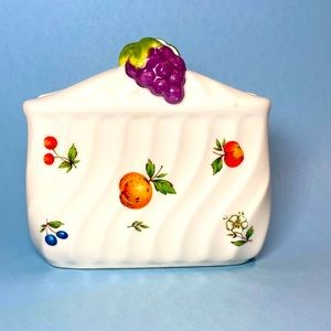 Super Cute Ceramic Fruit Napkin Holder Country Decor Nice Size No Chips 3.5”x5”